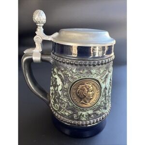 Vintage West German Beer Stein Ludwig II Bavaria König v Bayern DBGM Lid